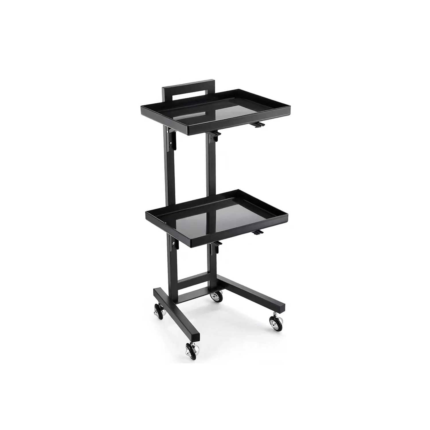 LJYKBFL 2-Tier Rolling Cart with Wheels, Stainless Steel Utility Trolley for Kitchen, Bedroom, Tattoo Shops Mobile Storage Tray Cart on Casters