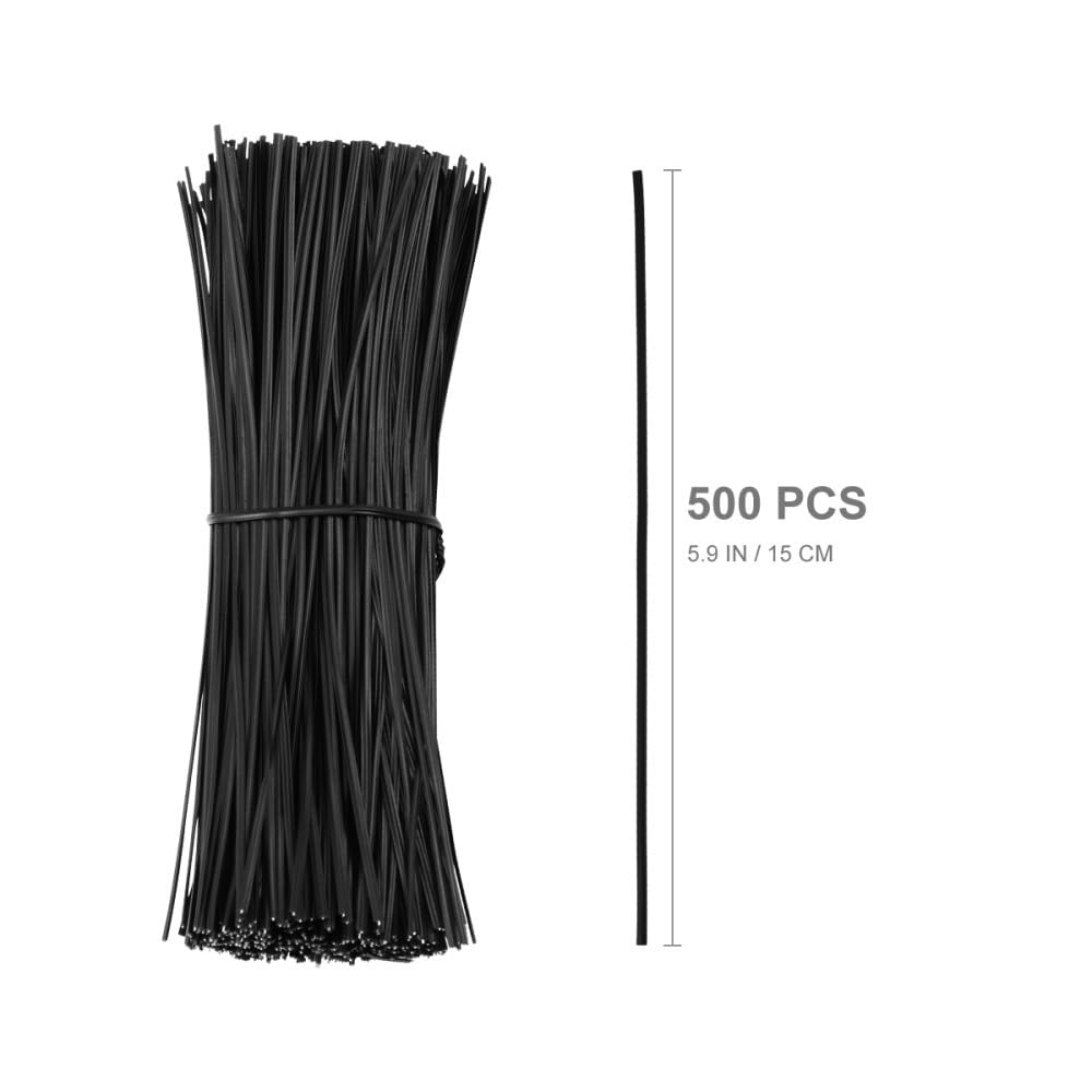 Lot de 500 organiseurs de câbles en fil de fer recouvert de plastique Noir 15 cm