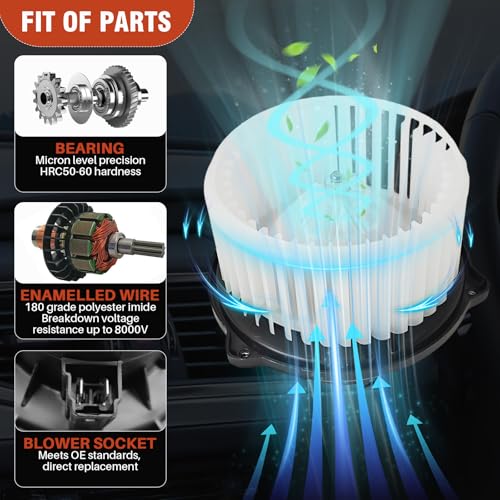 Image of AC Heater Blower Motor with Fan 700012 Fit for Jeep Grand Cherokee 2002-2004, for Dodge Ram 1500 2002-2008, Ram 2500 2003-2009, Ram 3500 2003-2009, Replaces# 5012701AB, 5096255AA, 5096256AA