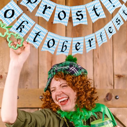 MAGICLULU 2 Sätze Oktoberfest biergartengarnitur Kostümbanner Generische Austernschälklammer verstellbare Austern Auster und Block Pole Party-Couplet-Ornament deutsches bierfestbanner Papier