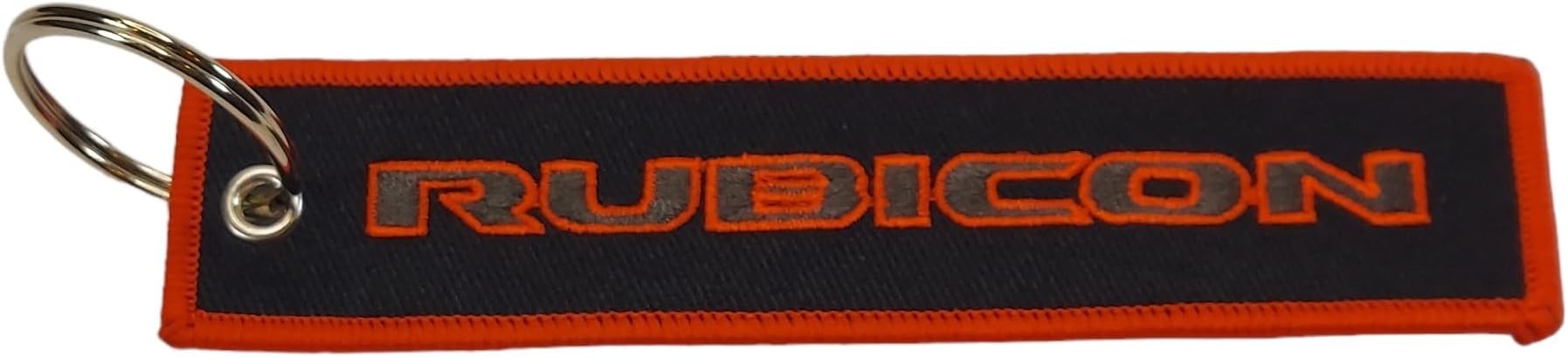 Jeep Rubicon Logo Twill embroidered Keychain 5" x 1" logos front and back