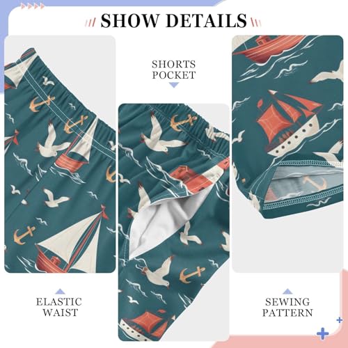 ALAZA Seagull Boat Anchor Cartoon Pajama Lounge Pants Long Sleep Pajama Bottoms with Pockets4