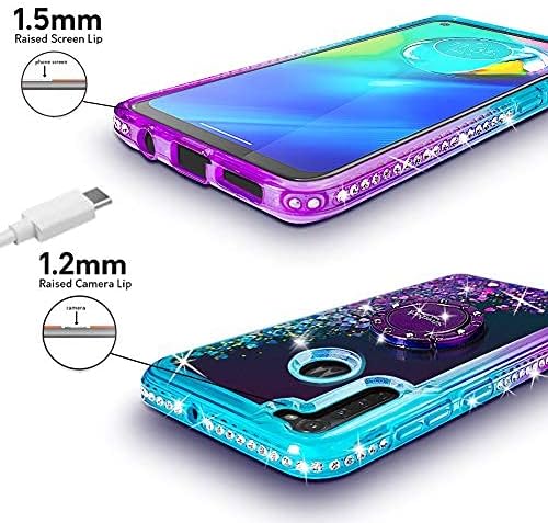 Silverback for Moto G Stylus Case, Moving Liquid Holographic Sparkle Glitter Case with Kickstand, Girls Women Bling Diamond Ring Slim Protective Case for Motorola Moto G Stylus 2020 -Purple