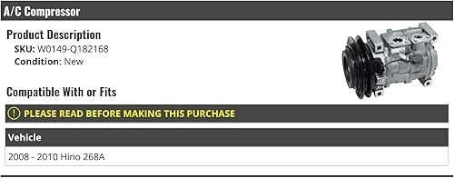 Miniatura 2 de Compresor de AC - Compatible con Hino 268A 2008-2010