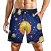 Men & Boys Classic Fit Swim Trunks for Beach Gym Sport Quick Dry Drawstring Basic Board Shorts with Pockets, Underwear Galaxy Space Planet Solar System Fashion Cargo Short