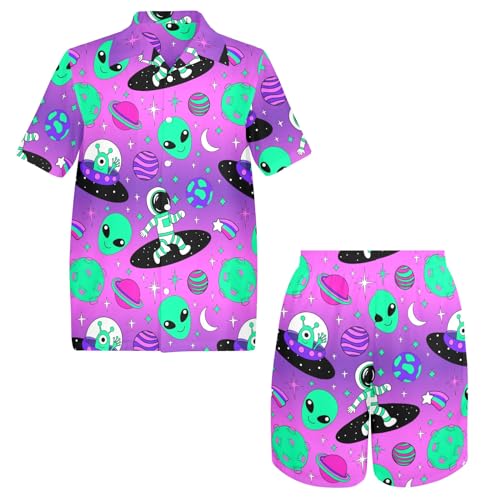 Artsadd 80s 90s Outfit for Men Hawaiian Shirt and Shorts Set Beach Party Outfits3