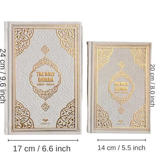 The-Holy-QuranEnglish-Translation-of-The-Noble-Quran-English-Translate-Thermo-Leather-Covered-Quran-Quran-Size9467-Inch2417cm-Great-Ramadan-Gifts-for-Muslim-MenWomenChildWhiteQuran