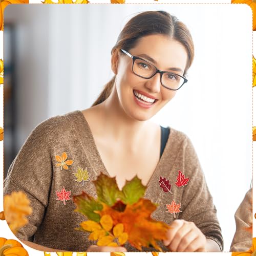 Image of Giegxin 40 Pcs Maple Leaf Enamel Pins Bulk Fall Lapel Pins for Backpacks Autumn Maple Leaf Brooches for Clothes Bags Hats Accessories Gifts