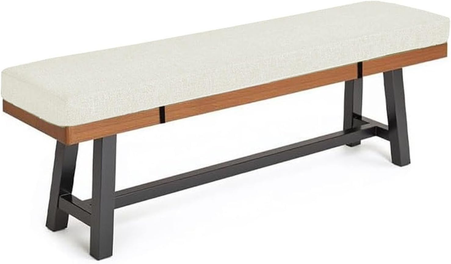 Coussin de banc en mousse durable et design épuré gris pour assise de terrasse
