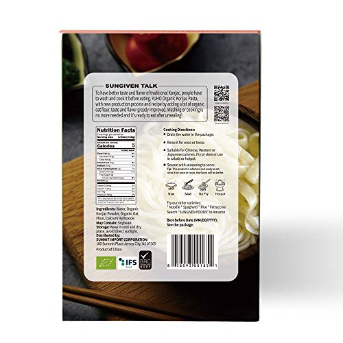 YUHO Organic Shirataki Konjac Pasta Variety 8 Pack Inside, Vegan, Low Calorie Food, Gluten Free, Fat Free, Keto Friendly, Zero Carbs, Healthy Diet Pasta 53.61 Oz, 4 Noodles, 4 Fettuccine - Thumbnail 3