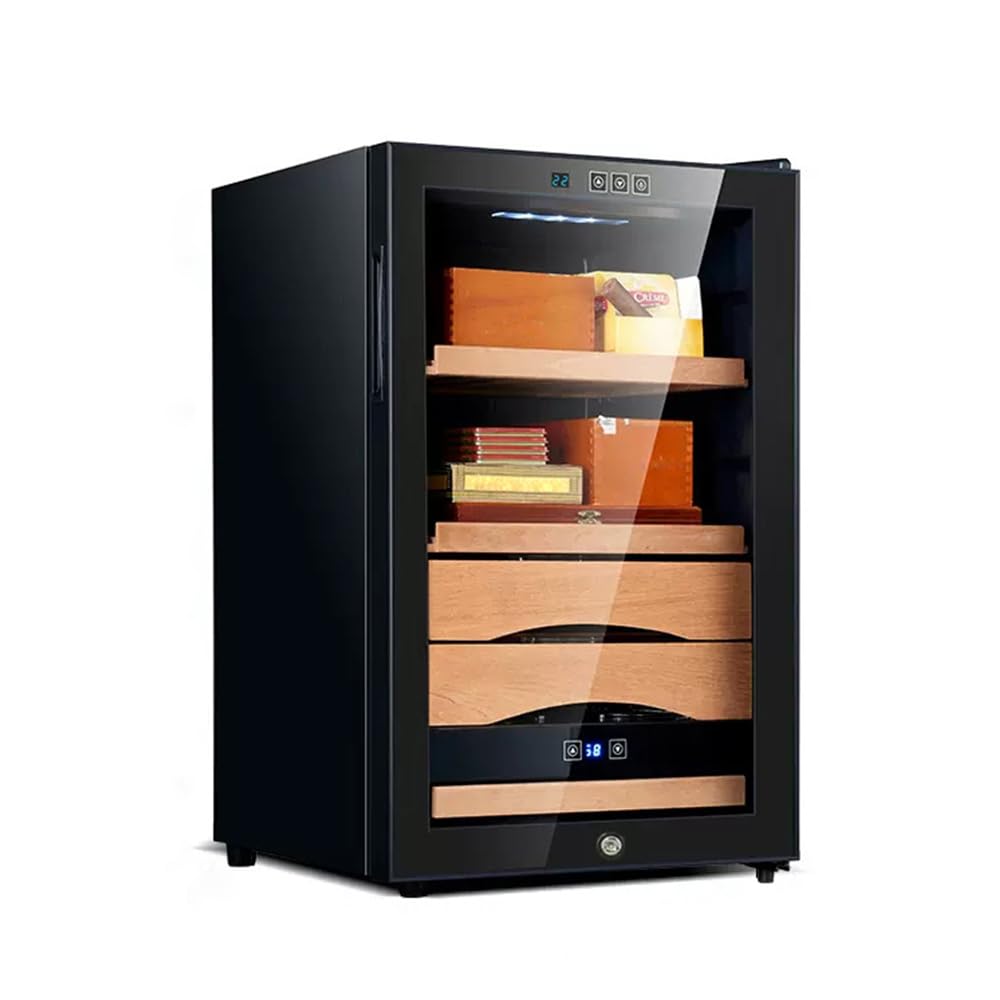 ASSYACigar Box Cigar Humidor Cabinet Air Circulation Uniform Temperature Humidification And Dehumidification Independent Control Cedar Wood Tray,Naked