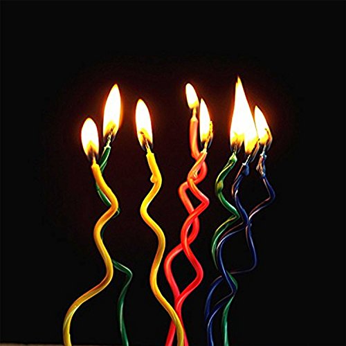 Gifts 4 All Occasions Limited SHATCHI-1079 RGRP 8pcs Spiral Birthday Curly Swirl Twisted Party Candle Novelty Cake Topper, Multi
