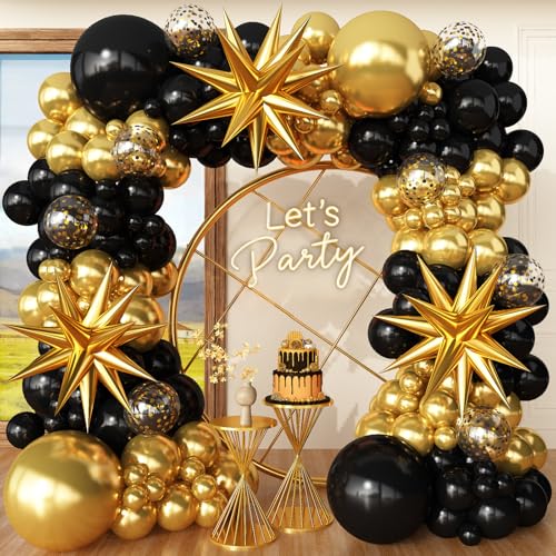 FYUVH Black and Gold Balloon Garland Arch Kit