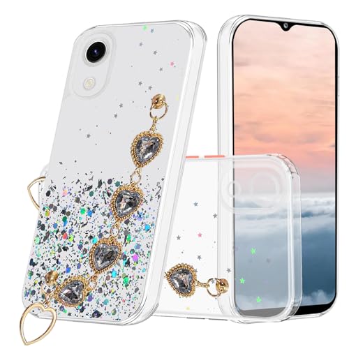 Kainevy Coque Silicone pour Samsung A03 Core avec Cordon Translucide Paillettes Couleur Dégradée pour Femme et Fille, Etui Housse de Antichoc Téléphone...
