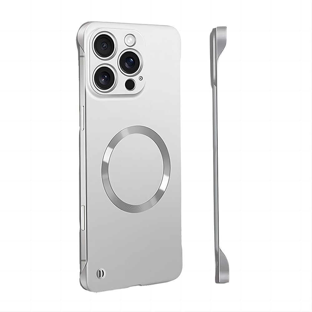 YAOZOCASE for iPhone Case,Luxury Magnetic Metal Gloss Matte Ultra Thin Frameless,Compatible with Magsafe Slim Hard PC Protection Shockproof Phone Case