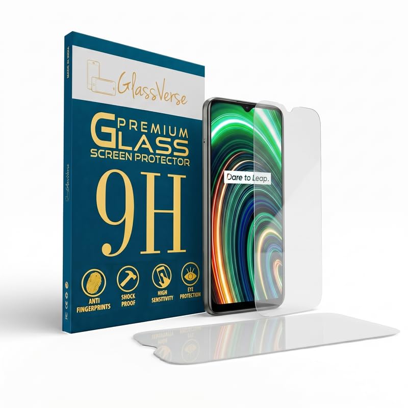 Image of GlassVerse PureView Tempered Glass for Realme C25Y | Crystal Clear, 9H Hardness Screen Protector, Edge to Edge, Case Friendly, Hassle-less Installation Kit Included. (Pack of 2)
