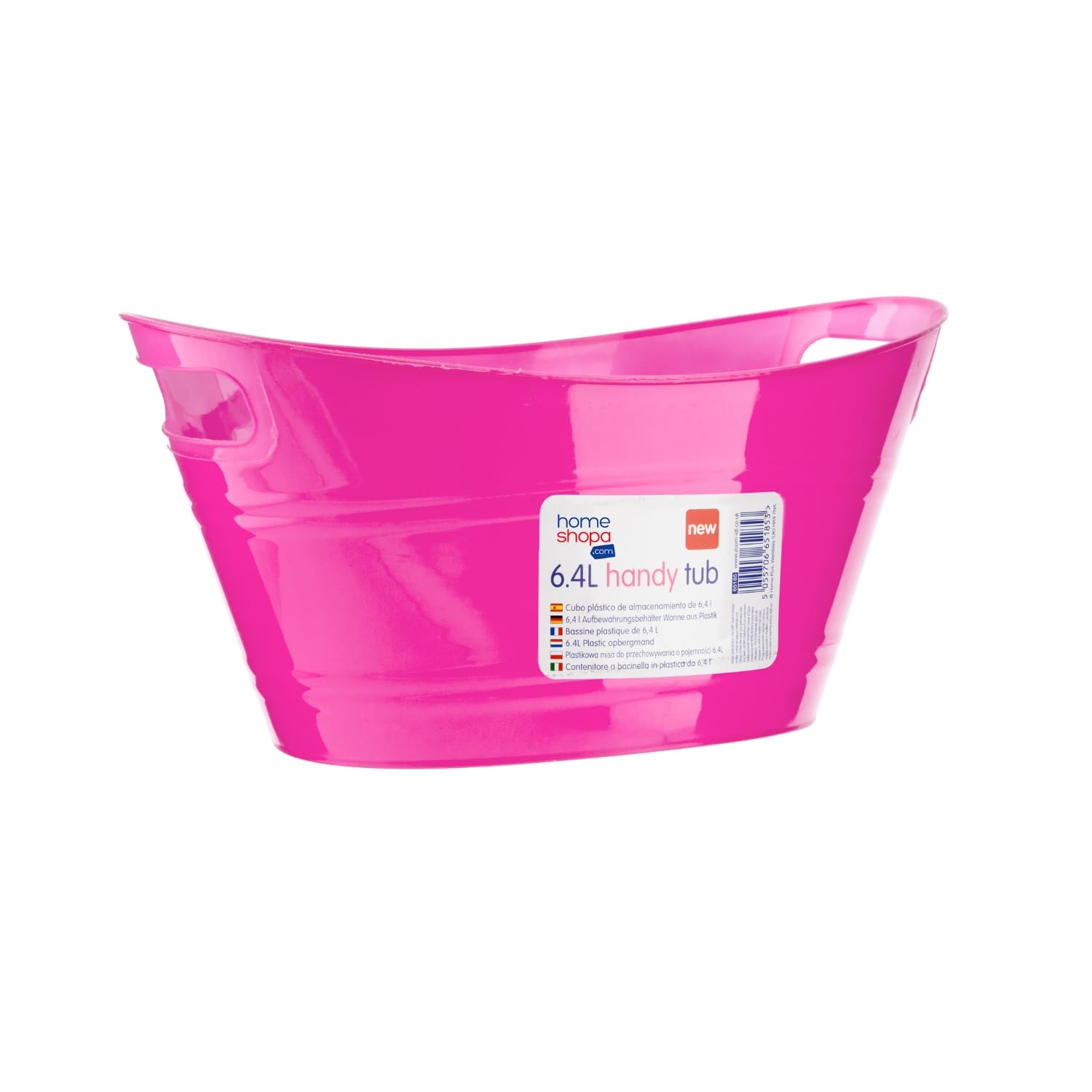 Homeshopa.com Pink Homeshopa 6.4 Litre Plastic Handy Tub Ice Bucket, 1 Pack Beverage Bucket With Handle, Stackable & Lightweight, Cooling Bottles Cans Utility Tub, Ideal For Party, Home & Garden