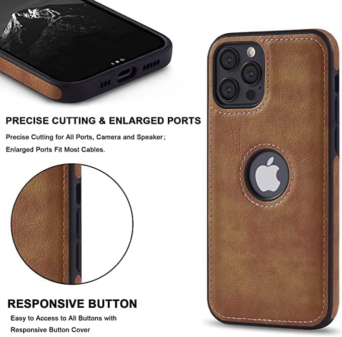 Image of MIDOS Back Cover Compatible with Apple iPhone 14 Pro Max Leather Case Flexible Slim Cover for iPhone 14 Pro Max (2022) 6.7 inch (LC- Brown)