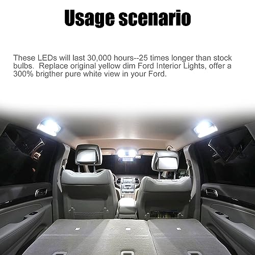 14 pcs F250 F350 Bombillas LED interiores blancas miniatura 5