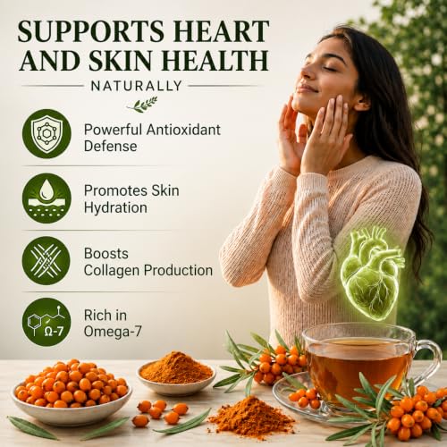 Image of Namhya Seabuckthorn Powder | Himalayan Superfood for Skin Glow, Immunity, Hair & Antioxidant Support | Sea Buckthorn Omega 7 Rich Berry for Energy, Collagen Support & Wellness | 100g