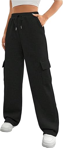 Verdusa Women's Cargo Sweatpants Straight Leg Athletic Long Pants Joggers with P