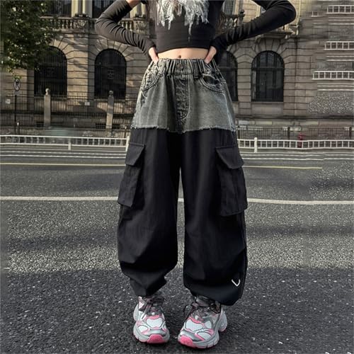 Girls Jeans Denim Elastic Waist Wide Leg Baggy Pants Kids Clothes Cargo Pants with Pockets Teen Jeans3