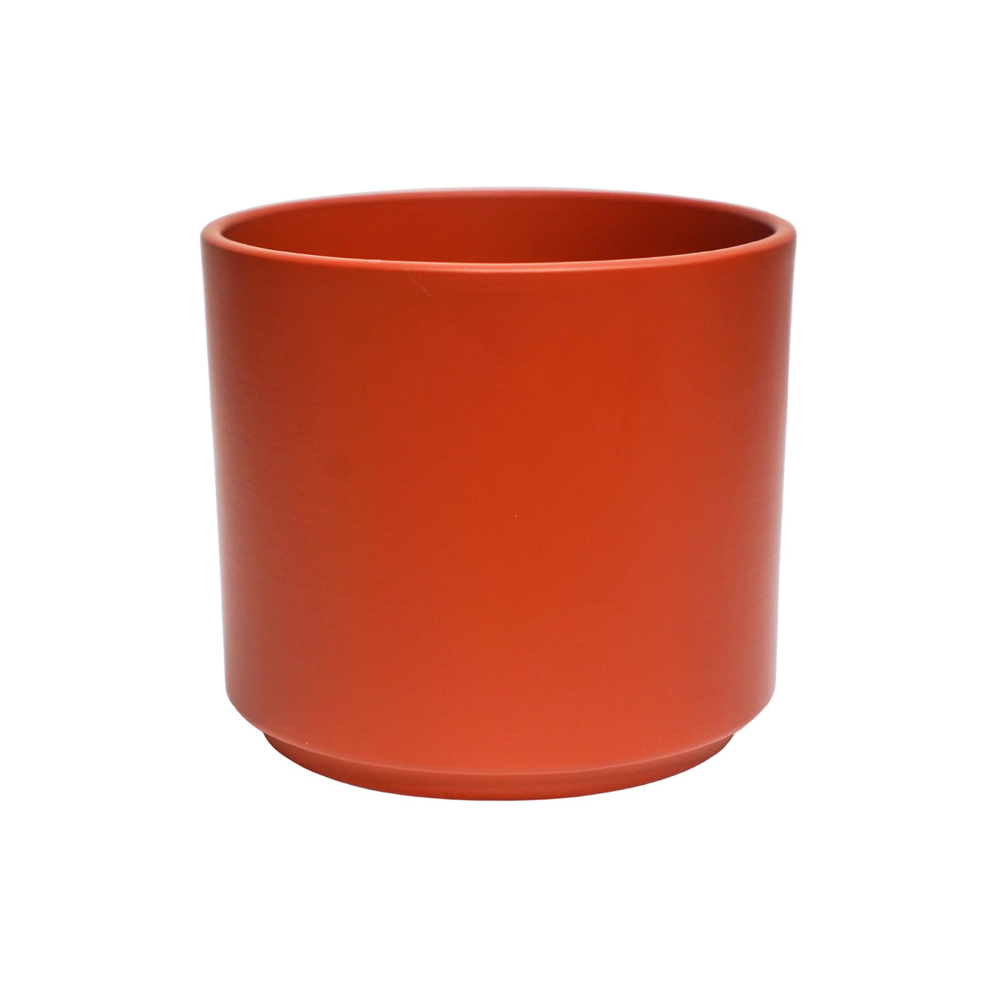 Ivyline Prague Planter in Cayenne with Waterproof Exterior and Cylindrical Shape - Matte Finished Flower Pot - Modern Home Decoration - H18 x D20 cm