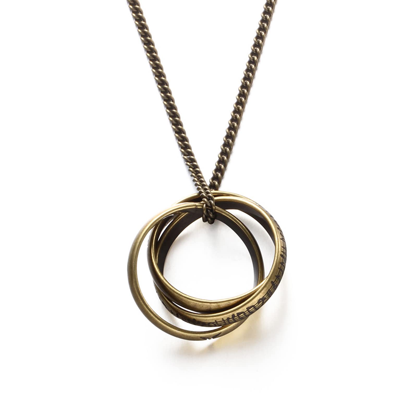 Collier pendentif anneau hip-hop chaîne multicouche vintage unisexe
