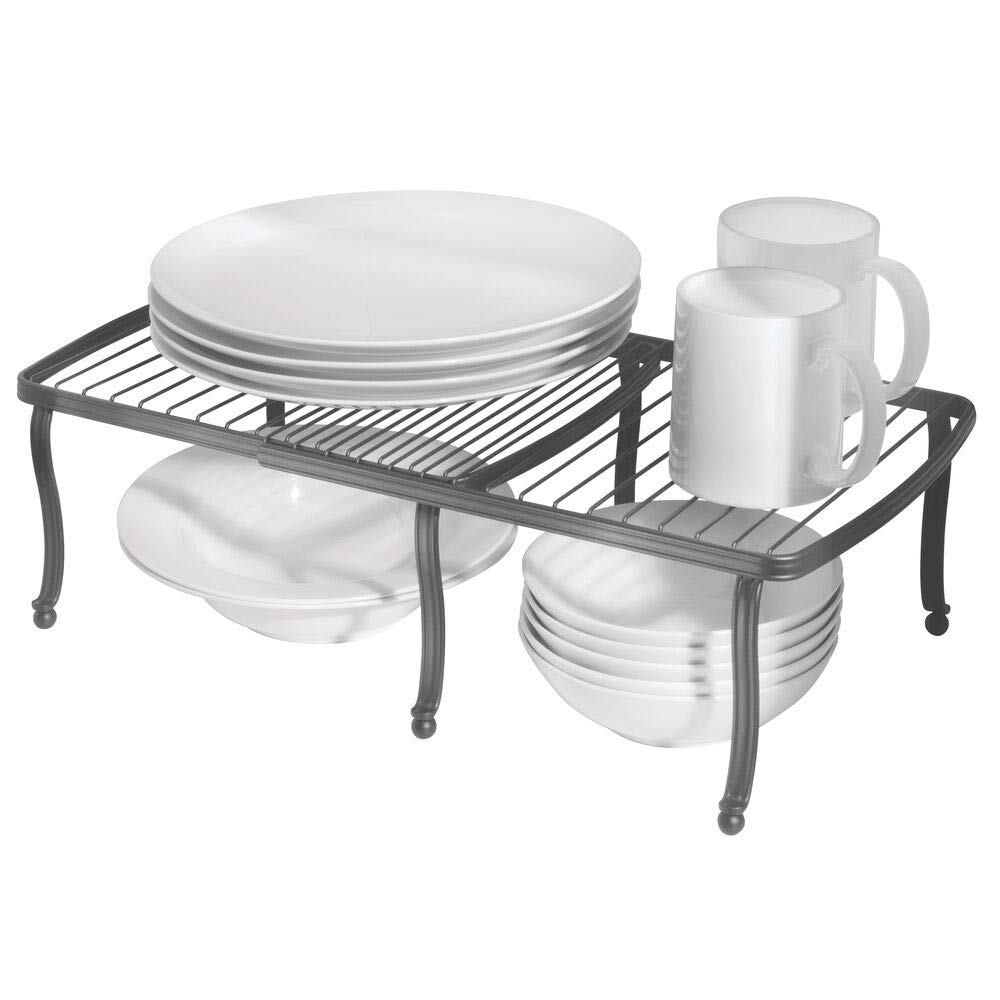 mDesign 2-Piece Set Kitchen Storage Shelf — Expandable Shelf for