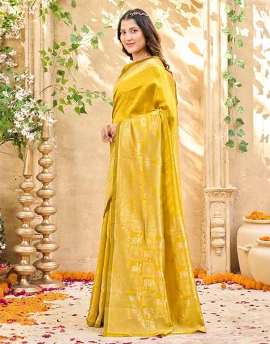 Image of SIRIL Women's Banarasi Silk Saree Pure Silk Saree With Unstitched Blouse Piece