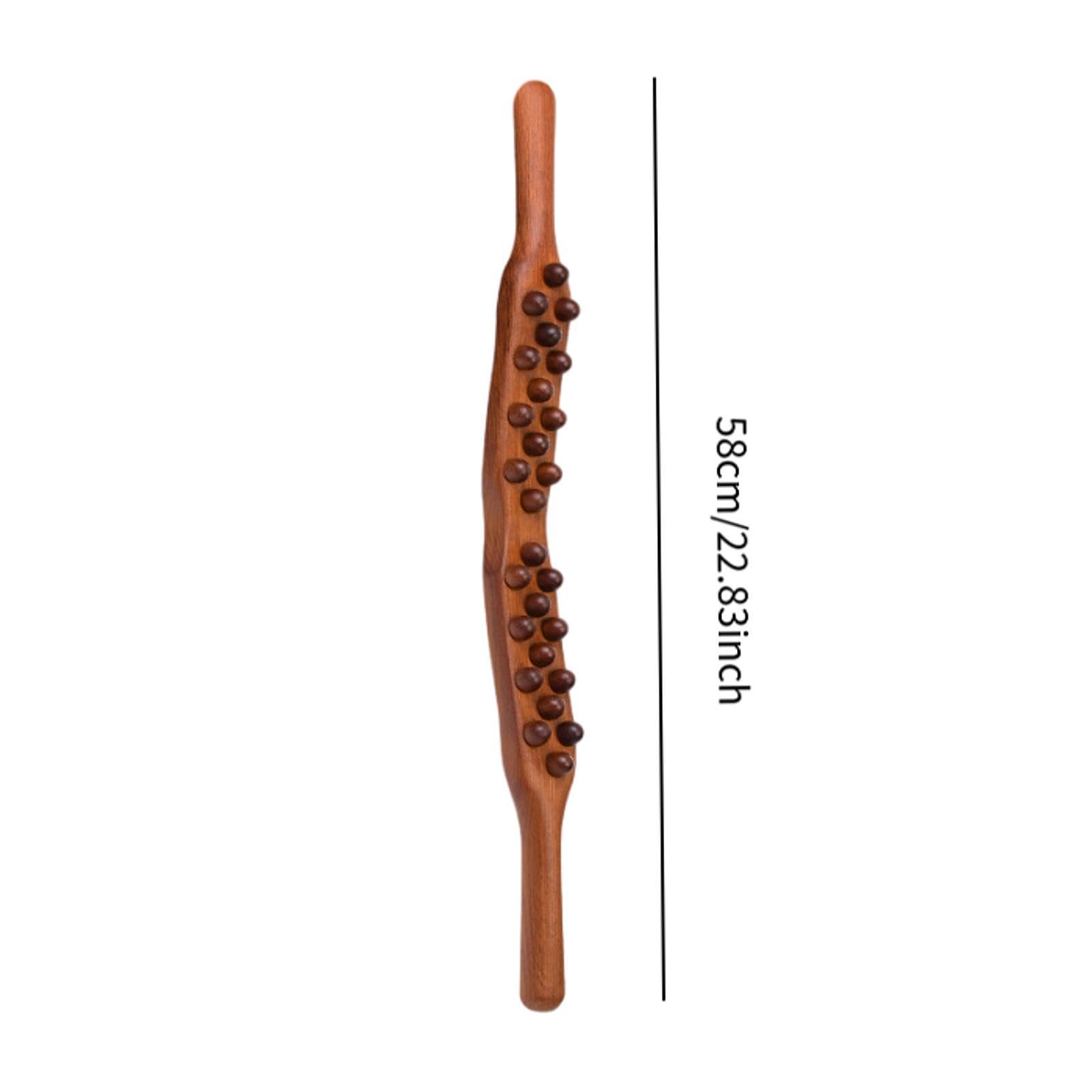 Rullo Massaggiante in Legno, Massaggiatore Drenante, Manuale di Istruzioni, 26 Perline, Strumento Gua Sha, Corpo