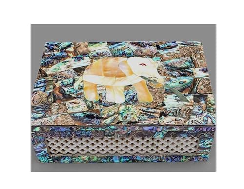 Boîte à bijoux ormeau fait main grand format 25x20 coffret éléphant décoratif - 2