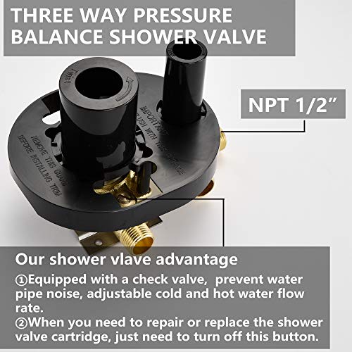 Esnbia Shower System with Tub Spout Shower Faucet Set with 10 Inch Rain Shower Head Wall Mounted Shower Set Brushed Nickel (Contain Shower Faucet Rough-In Valve) - Thumbnail 3