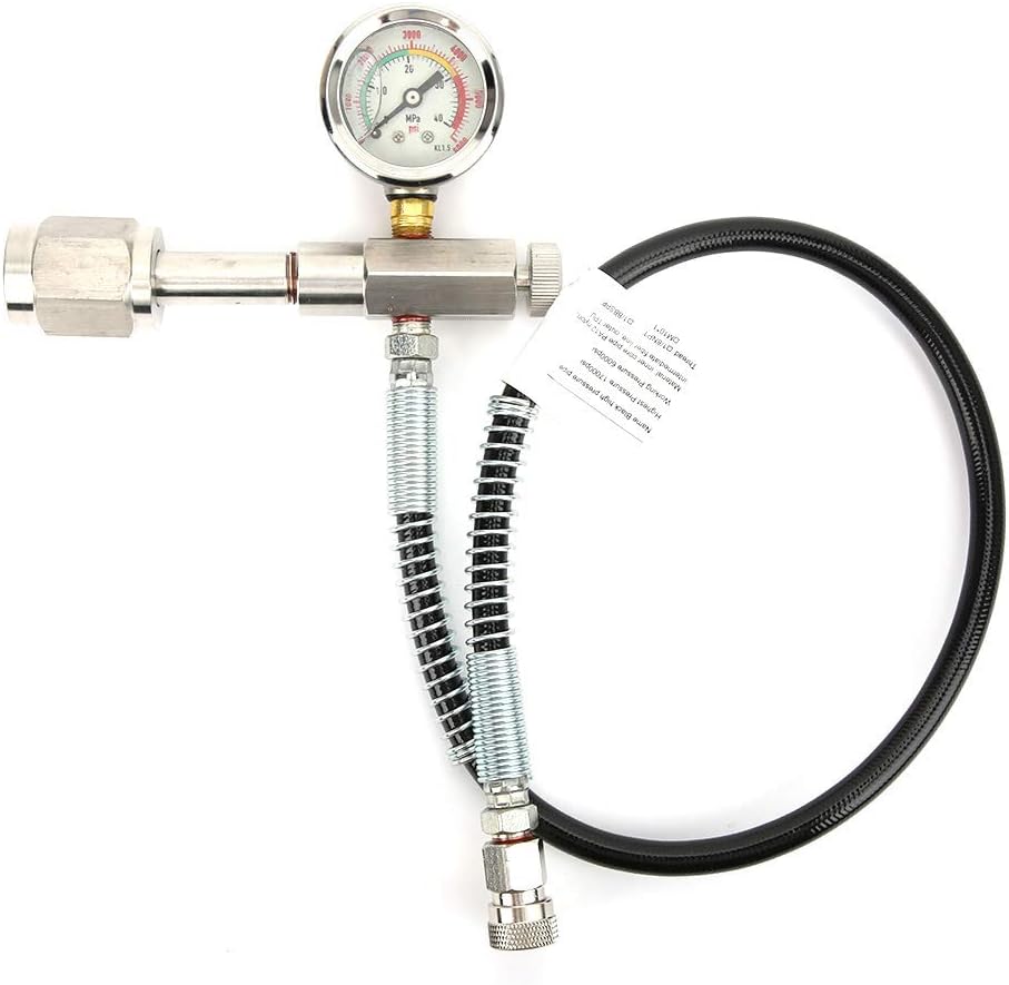 Paintball Fill Station Kit, Fill Station Charging Adapter Outdoor Stainless Steel 347 Hex Gauge Valve High Pressure Black Air Filler Pipe Connector Adapter