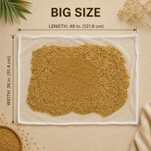 Image of Papad Drying Cloth with Zipper Net Cover | Pure Cotton Food Drying Cloth for Papad, Vadagam, Appalam, Fryums, Spices, Grains & Herbs | Reusable Sun Drying Mat | 75 x 100 cm