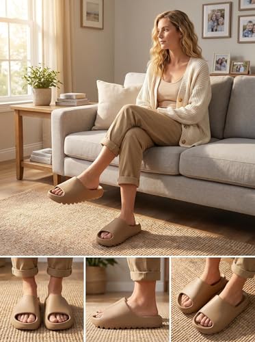 Image of Cloud Slides for Women Men, Unisex Recovery House Slides Indoor Outdoor, Waterproof Shower Shoes for Bathroom, Womens Mens Walking Sandals Comfortable