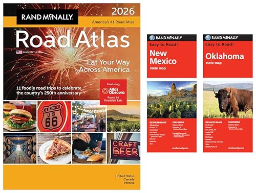 2026 Road Atlas with Easy to Read New Mexico & Oklahoma State Maps
