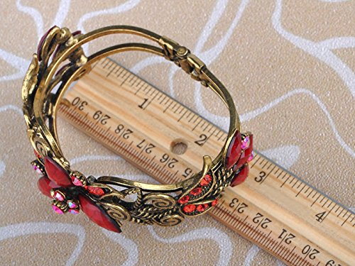 Alilang Womens Antique Golden Tone Ombre Topaz Color Crystal Rhinestone Floral Bangle Bracelet3