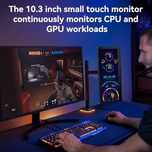 Image of 10.3 Inch Small Touchscreen Monitor, 400cd /m, IPS Stretched Bar LCD Mini Travel Touch Display 1920 * 720 HDMI USBC, Portable Touch Screen for Laptop Computer Windows Aida64 GPU CPU RAM Monitoring