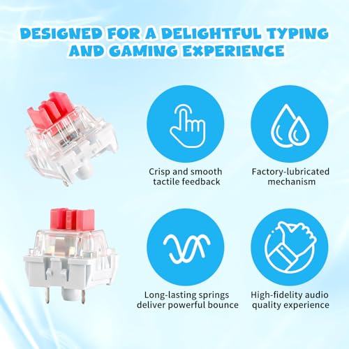 Image of Mechanical Keyboard Switches, 50 Pcs 3 PIN Red Keyboard Clickers for 3D Prints Dustproof Clicky Switches Replacement for Most Gaming Keyboards