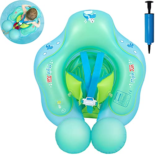 Myir JUN Flotador Bebe, Flotadores para Bebes Doble Airbag Flotadores Bebes Flotadores Piscina Niños Inflable Anillo de Natación para Bebé 1-3 Años (L, Azul)