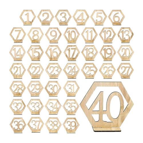 JUNELIONY Número de mesa de madera para boda 1-40 placa de madera bar de madera número de mesa para café Placa para decoración de fiesta de boda fácil de instalar fácil de usar