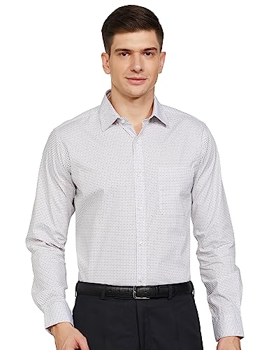 Image of Raymond Men's Pure Cotton Print Pattern Slim Fit Semi Cutaway Collar Full Sleeve Formal Shirt
