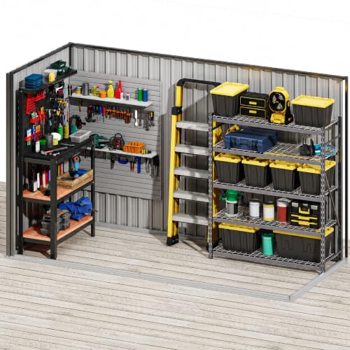 Image of DWVO 9x4ft Large Outdoor Storage Shed with Lockable Doors & Air Vent | Metal Tool Sheds, Heavy Duty Tool Storage for Backyard Patio Lawn to Store Bikes, Tools, Lawnmowers, Dark Gray