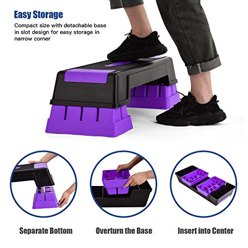 SPORFIT Aerobic Step Platform for Exercise w/Risers,Workout Step Height Adjustable 5