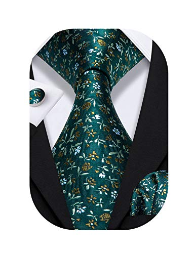 Image of Barry.Wang Ties for Men Silk Tie Sets Polka Dot Woven Necktie Pocket Square Cufflinks Business Wedding