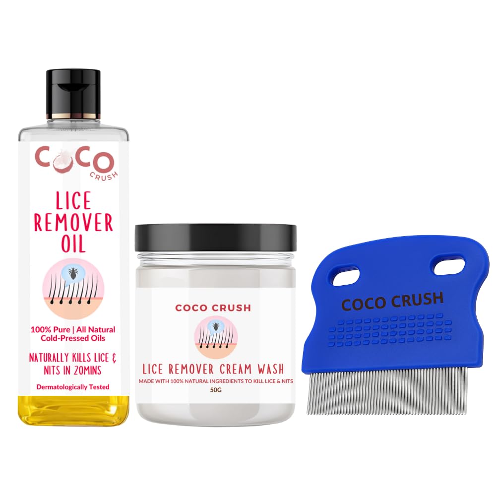 Coco Crush Herbal Lice Removal Trio | Ayurvedic Lice & Nits Oil, Nourishing Cream Wash & Precision Fine-Tooth Comb | 100% Natural 3-Step Lice & Nit Treatment | Gentle, Fast-Acting & Chemical-Free (100ml(2x50ml) + Comb)-image-27