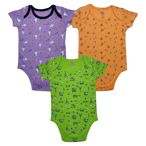 Image of LuvLap Baby Boys & Girls 100% Cotton Half Sleeve Romper /Bodysuit, Pack Of 3