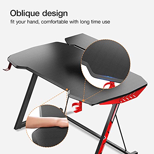 Motpk 39 Inch Boys Gaming Desk Z-Shaped Sturdy Kids Computer Desk, Gaming Table Workstation Home Office Desk With Monitor Stand Cup Holder And Headphone Hook, Gift For Boys Kids Men, Black #TOP4