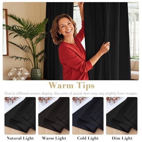 Image of H.VERSAILTEX Blackout Curtains for Living Room Thermal Insulated Window Treatment Panels Room Darkening Blackout Drapes Back Tab /Rod Pocket Bedroom Draperies, 52 x 102 Inch, Jet Black, 2 Panels